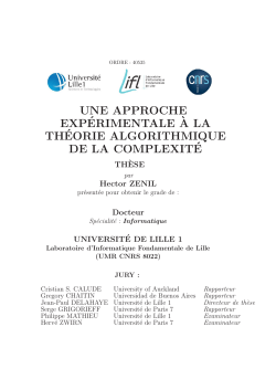 Une Approche Exp&eacute;rimentale &agrave; la Th&eacute;orie de la Complexit&eacute;