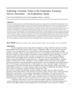 Exploring Customer Value in the Experience Economy Service