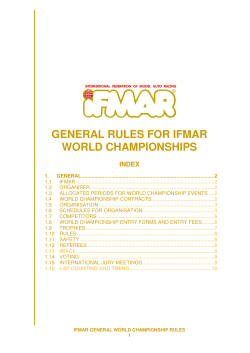 GENERAL RULES FOR IFMAR WORLD CHAMPIONSHIPS
