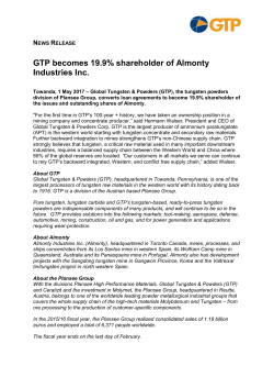 GTP Becomes a Shareholder of Almonty Industries