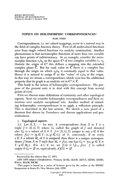 TOPICS ON HOLOMORPHIC