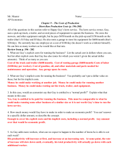 Mr. Maurer Name: AP Economics Chapter 9 &ndash; The Costs of