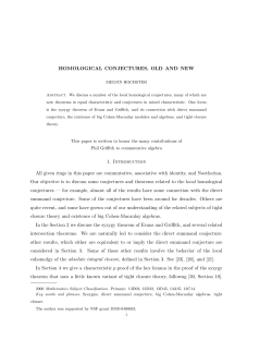 HOMOLOGICAL CONJECTURES, OLD AND NEW 1