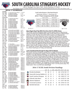 Game Notes - South Carolina Stingrays