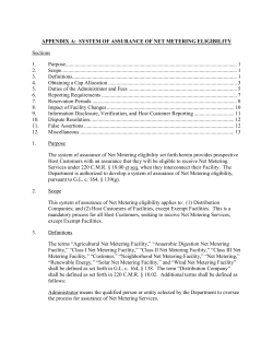 APPENDIX A: SYSTEM OF ASSURANCE OF NET METERING