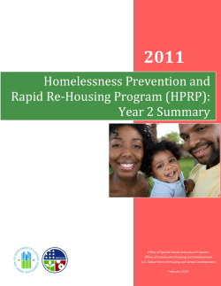 Homelessness Prevention and Rapid Re