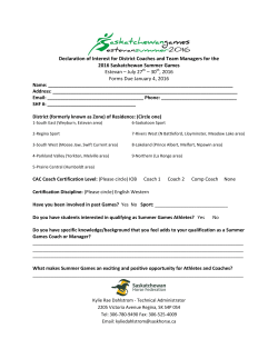 Coaches and Team Managers - Saskatoon Sports Council