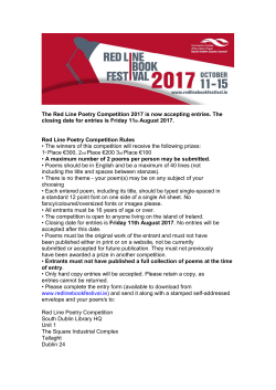 The Red Line Poetry Competition 2014 is now accepting entries