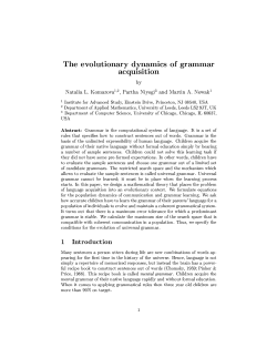 The evolutionary dynamics of grammar acquisition by Natalia L