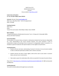 HKUST-Econ 2174 Mathematical Economics Fall 2014 (Course