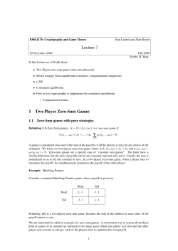 Lecture 7 1 Two-Player Zero