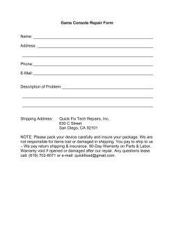 Game Console Repair Form Name