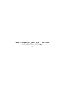 1 ABORIGINAL ECONOMIC DEVELOPMENT IN CANADA: Best