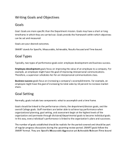 Writing Goals and Objectives Goals Goal Types Goal Setting