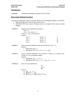 L027: Rosen, 5.3 Recursive Definition and Structural Induction