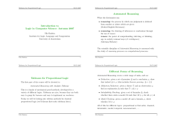 Autumn 2007 Tableaux for Propositional Logic Automated