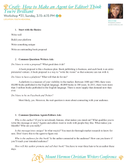 Craft: How to Make an Agent (or Editor) Think You`re