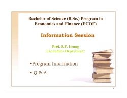 Bachelor of Science (B.Sc.) Program in Economics and Finance