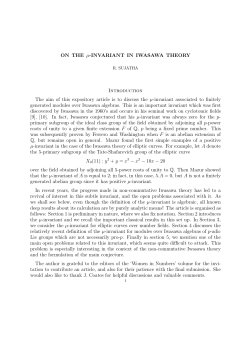 ON THE &micro;-INVARIANT IN IWASAWA THEORY Introduction The aim