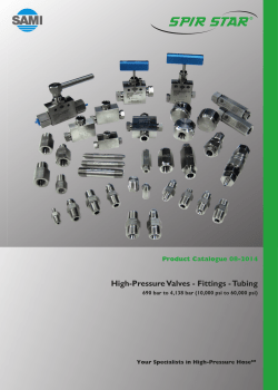 High-Pressure Valves - Fittings - Tubing