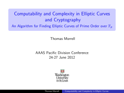 Computability and Complexity in Elliptic Curves - Math