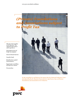(Private) Foundations and Associations subject to Profit Tax