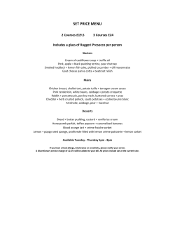 SET PRICE MENU - The Straight and Narrow