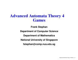 Advanced Automata Theory 4 Games