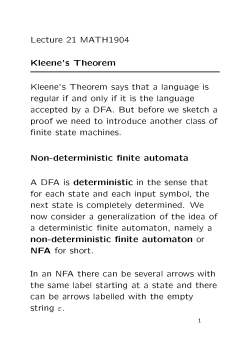 Kleene`s Theorem Non-deterministic nite automata non