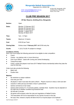 club pre season 2017 - Wangaratta Netball Association