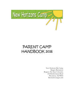 PARENT CAMP HANDBOOK 2016 New Horizons Day Camp