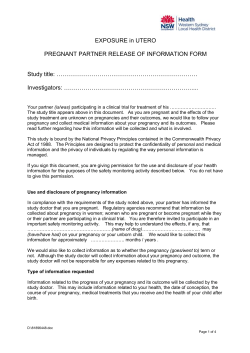 Consent form for study to continue during pregnancy