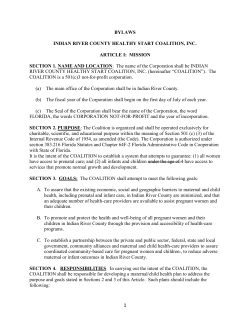 1 BYLAWS INDIAN RIVER COUNTY HEALTHY START COALITION