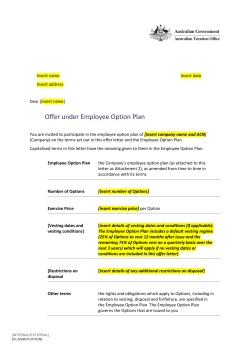 Employee Option Plan Offer Letter