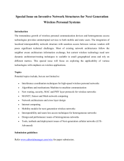 Special Issue on Inventive Network Structures for Next