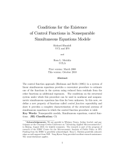 Conditions for the Existence of Control Functions in Nonseparable