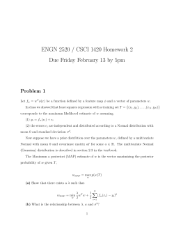 ENGN 2520 / CSCI 1420 Homework 2 Due Friday