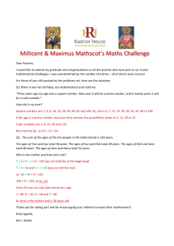 Dear Parents, I would like to extend my gratitude and