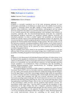 Title: Hydrogen in Graphene - Cnr-Nano
