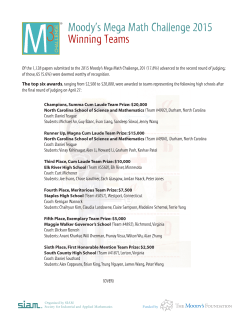 Moody`s Mega Math Challenge 2015 Winning Teams