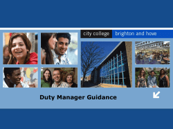 Duty Manager Guidance Duty Manger Rota