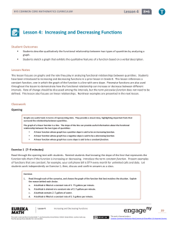 Lesson 4: Increasing and Decreasing Functions