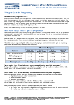 Expected Pathways of Care for Pregnant Women Weight Gain in