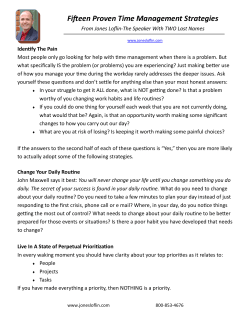 Fifteen Proven Time Management Strategies