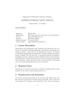MODERN SYMBOLIC LOGIC (PHL245) 1 Course