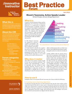 Bloom`s Taxonomy, Action Speaks Louder