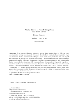 Market shares of price setting firms and trade unions