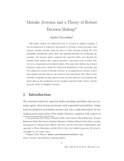 Mistake Aversion and a Theory of Robust Decision Making