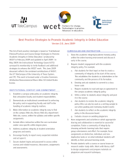 Best Practice strategies to Promote academic Integrity in