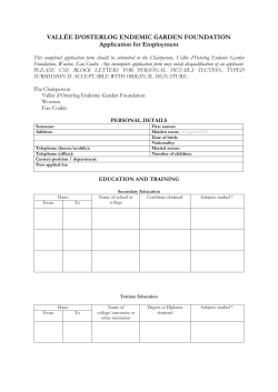 Application Form - Vallee D`Osterlog Endemic Garden Foundation